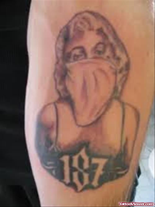 Gangsta Marilyn Monroe Tattoo On Arm