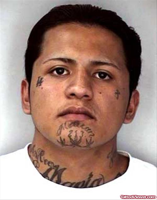 Gangsta Tattoo On Chin And Face