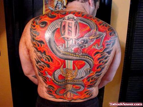 Gangsta Money Colored Tattoo On Back Body