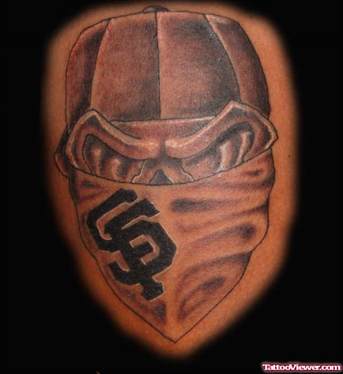 Gansta Head With Bandana Tattoo Design