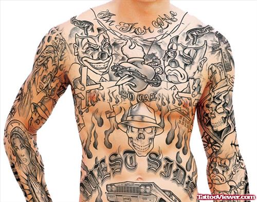 Gangsta Tattoo On Man Full Body