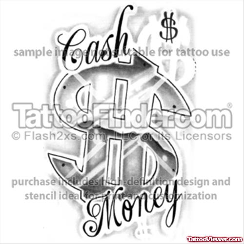 Cash Money Gangsta Tattoo Design