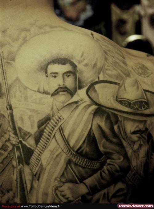 Mexican Gangsta Tattoo On Right Back Shoulder