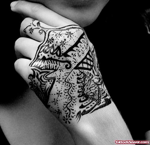Gangster Tattoo On Girl Left Hand
