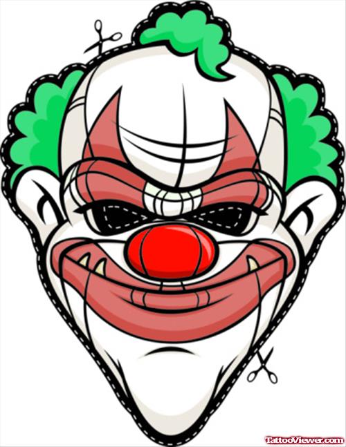 Evil Clown Head color Tattoo Design