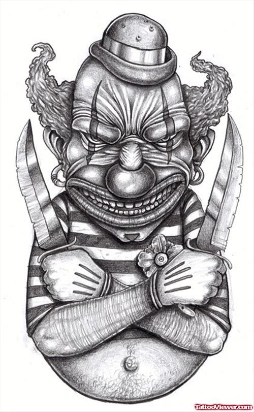 Killer Clown Gangsta Tattoo Design