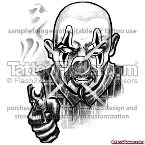 Awesome Gangsta Clown Tattoo Design