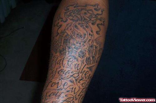 Stunning Grey Ink Gangsta Tattoo On Sleeve
