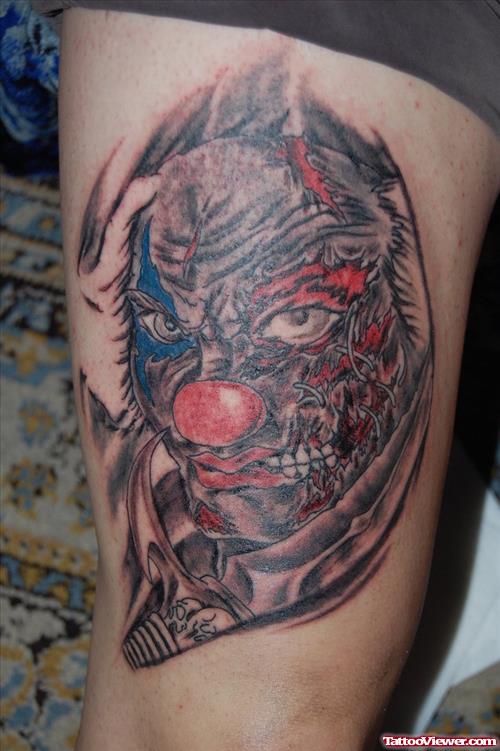 color Ink Evil Clown Gangster Tattoo