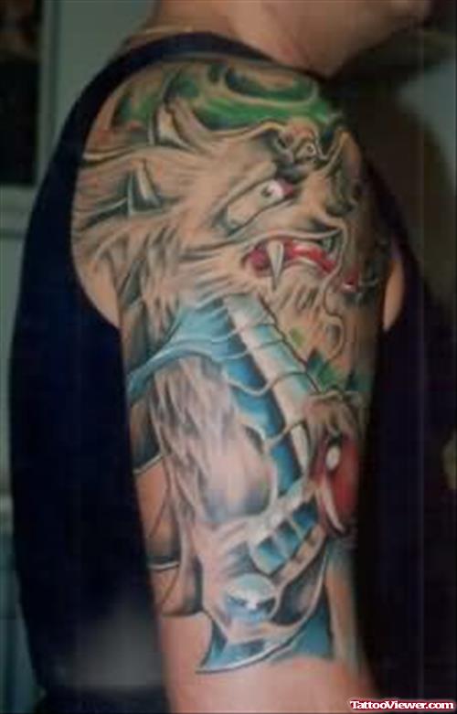 Dragon Gang Tattoo On Shoulder
