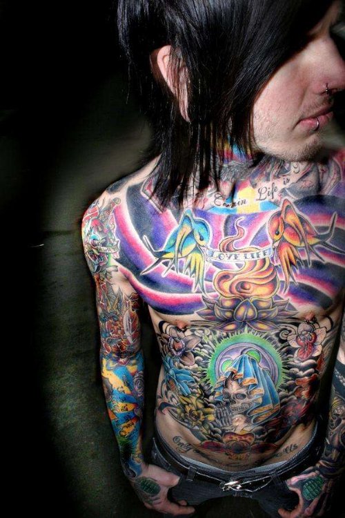 Color Ink Gangsta Tattoo On Man Body