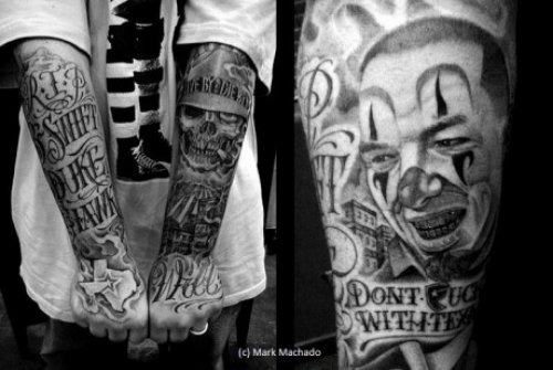 Grey Ink Gangsta Tattoos On Both Sleeves