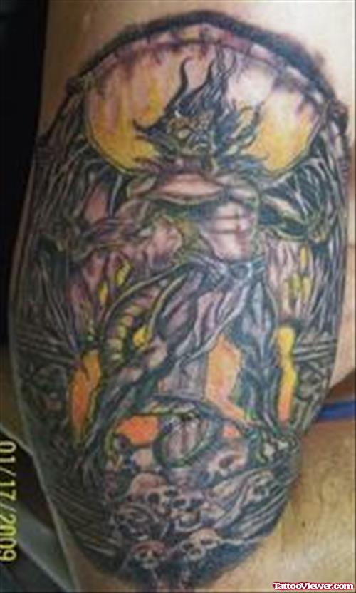 Right Biceps Gargoyle Tattoo