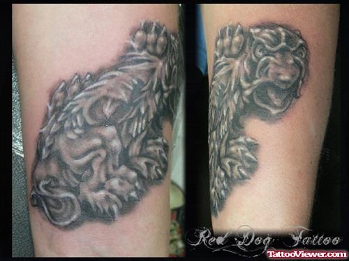 Nice Grey Ink Gargoyle Tattoo