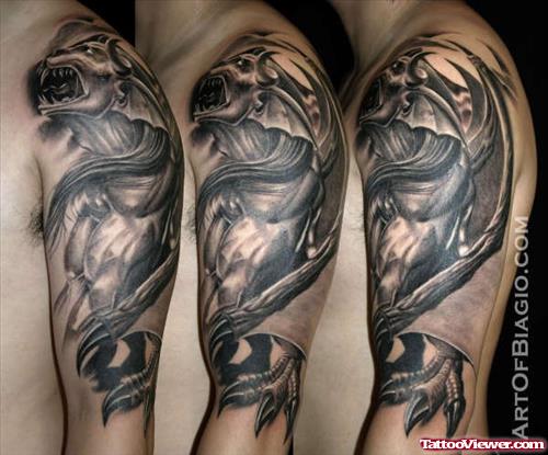Left Half Sleeve Gargoyle Tattoos