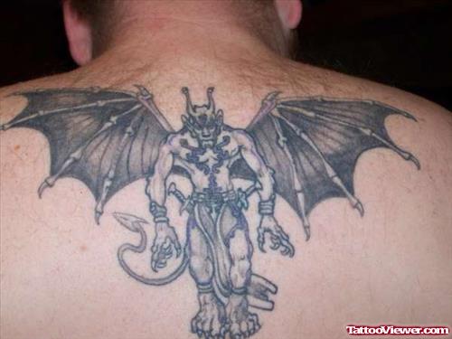 Gargoyle Tattoo On Man Upperback