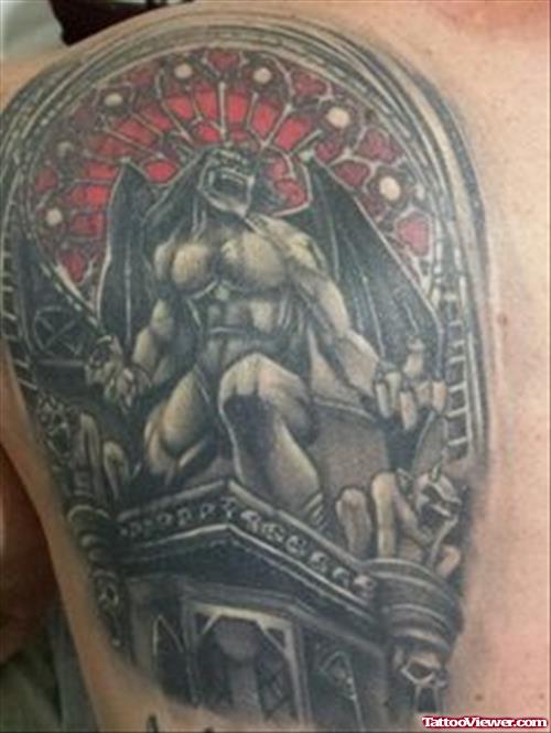 Back Shoulder Gargoyle Tattoo
