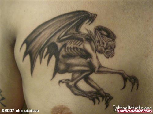 Gargoyle Tattoo On Man Chest