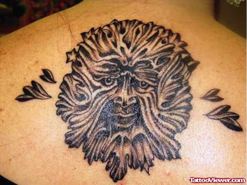 Gargoyle Head Tattoo On Upperback