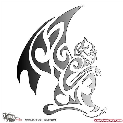 Amazing Tribal Gargoyle Tattoo Design