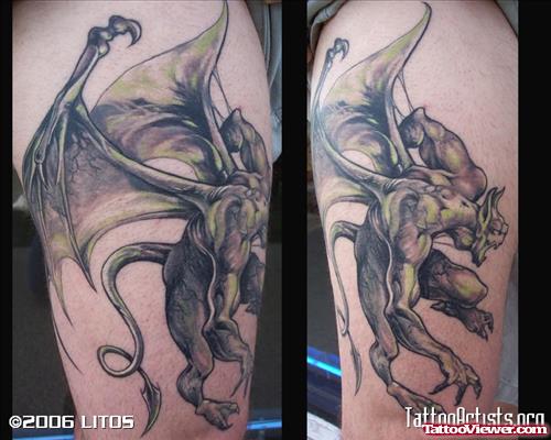 Attractive Flying Gargoyle Tattoo Design