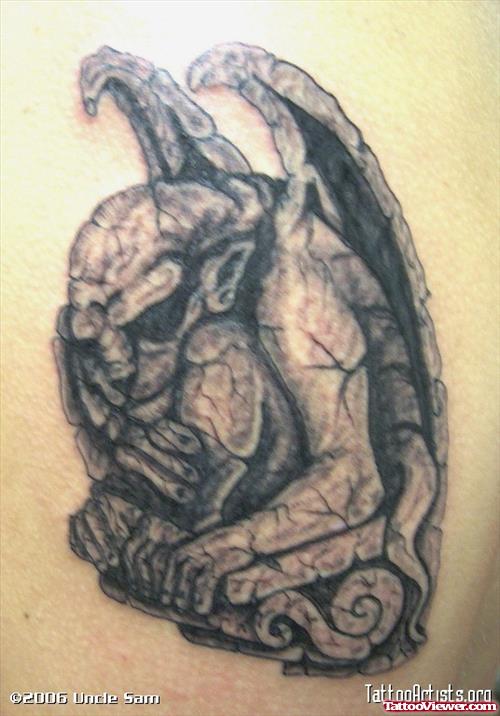 Amazing 3D Gargoyle Tattoo