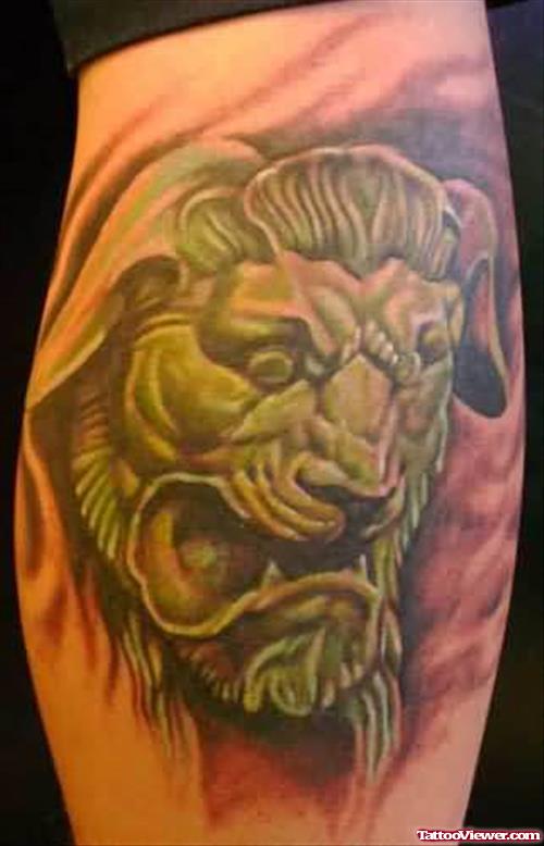 Old Lion Face Tattoo