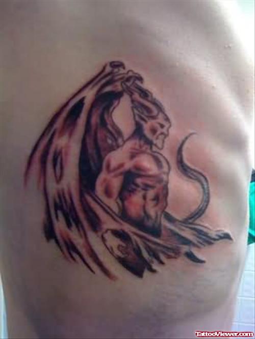 Demon Gargoyle Tattoo On Rib