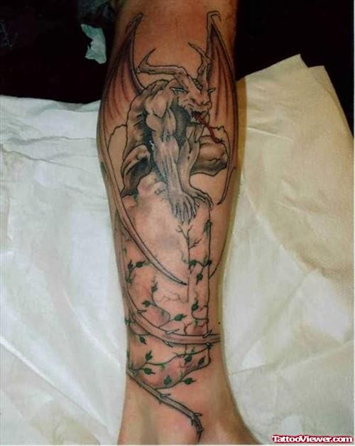 Gargoyle Tattoo For Leg