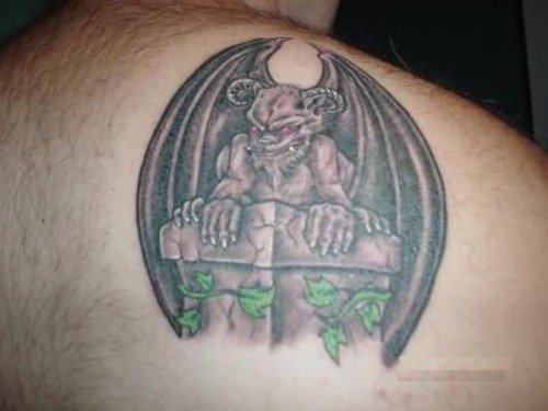Gargoyle Tattoo On Right Back Shoulder