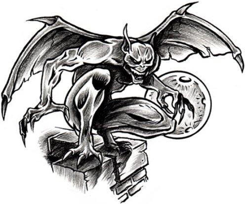 Dark Ink Gargoyle Tattoo Design