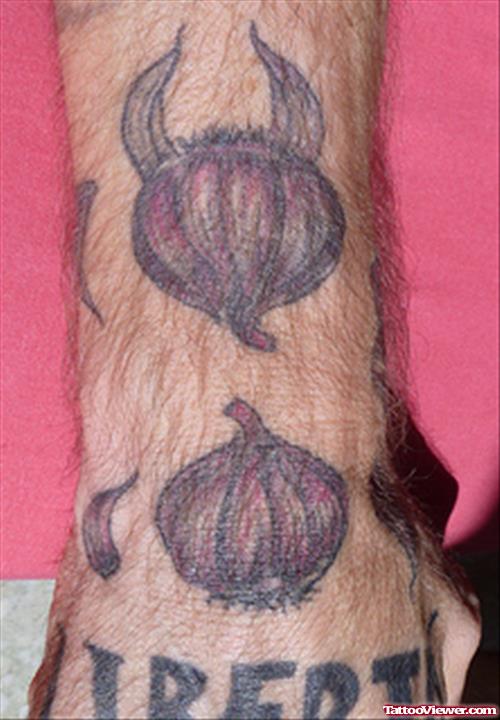 Garlic Tattoos On Right Arm