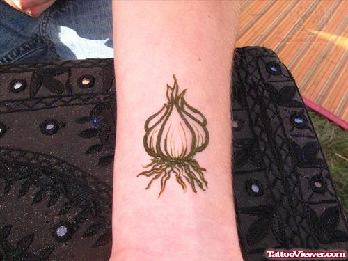 Awesome Garlic Tattoo On Forearm