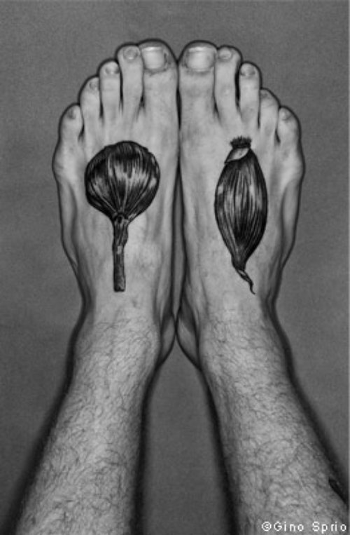 Garlic Tattoos On Both Feet