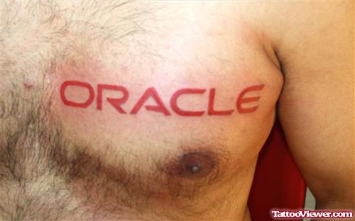 Orackle Geek Tattoo On Man Chest