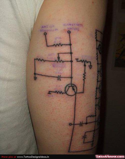 Geek Circuit Tattoo On Arm