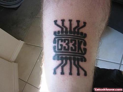 Geek Tattoo On Left Bicep