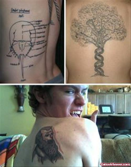 Geek Tattoo On Man Back Body
