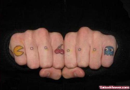 Pacman Geek Tattoos On Fingers