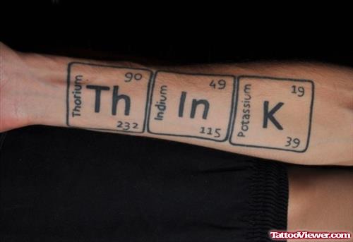 Think Geek Tattoo On Right Arm
