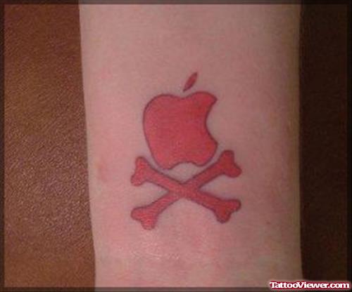 Red Ink Pirate Apple Geek Tattoo