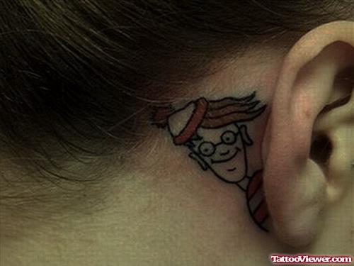 Geek Tattoo Behind Ear