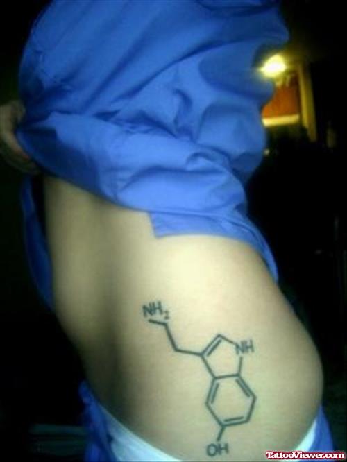 Chemical Molecule Geek Tattoo On Side Rib