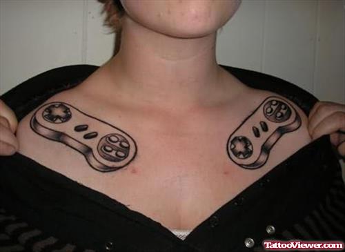 Game Remotes Tattoo On Front