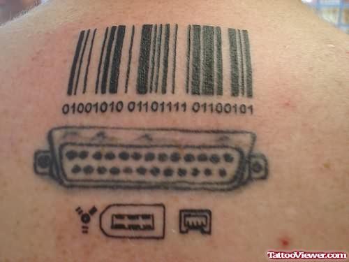 Barcode And Parallel Port Tattoo