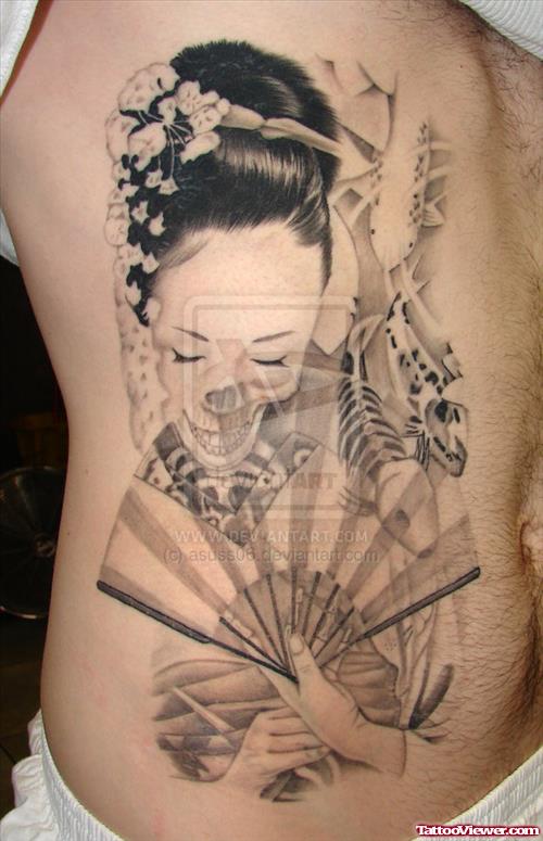 Geisha Tattoo Design For Side Rib