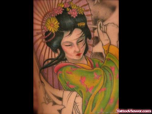 Awesome Japanese Geisha Tattoo