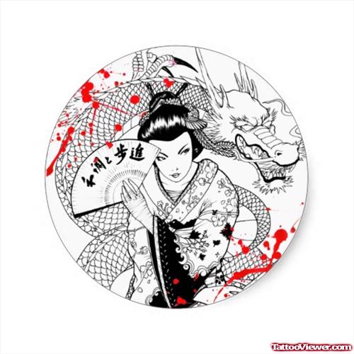 Awesome Geisha Tattoos Design