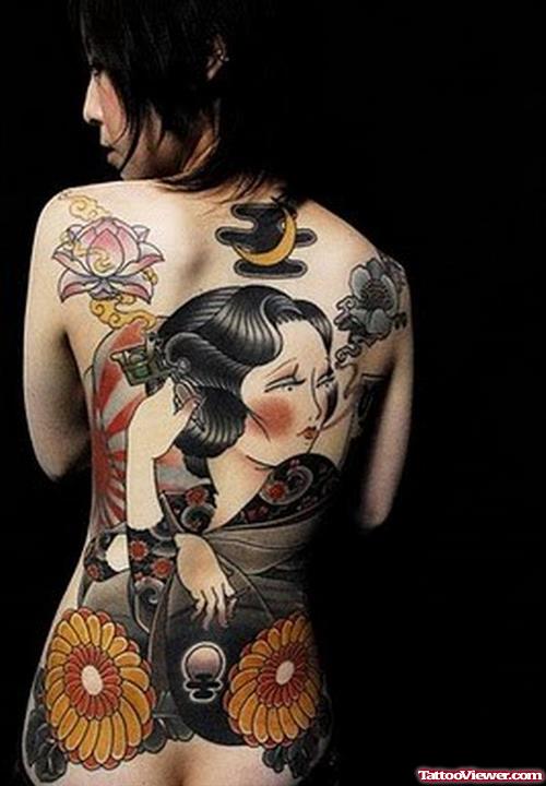 Best Japanese Geisha Tattoo On Back Body