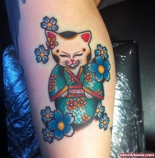 Color Ink Hello Kitty Geisha Tattoo